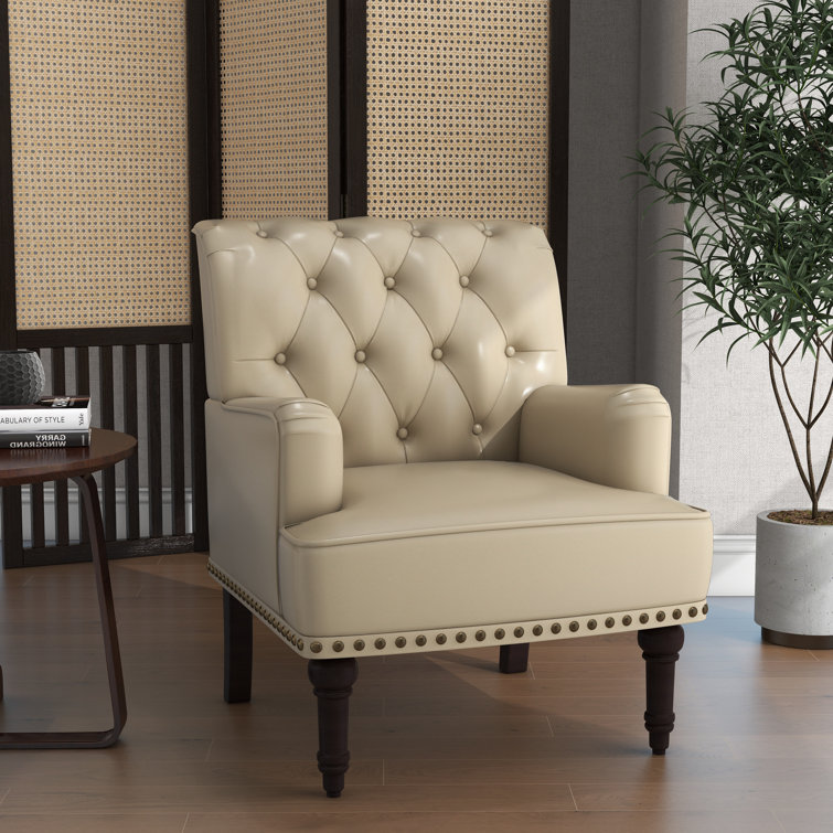 Cream leather accent deals chair